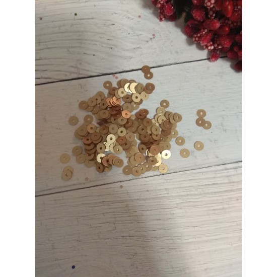 Пайетки круглые 4 мм цв. бежевое золото, цена за 5 гр